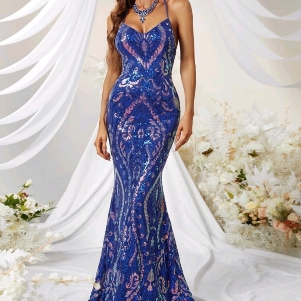 Royal Blue Contrast Sequin, cami, backless,  premium Brand And Quality, …